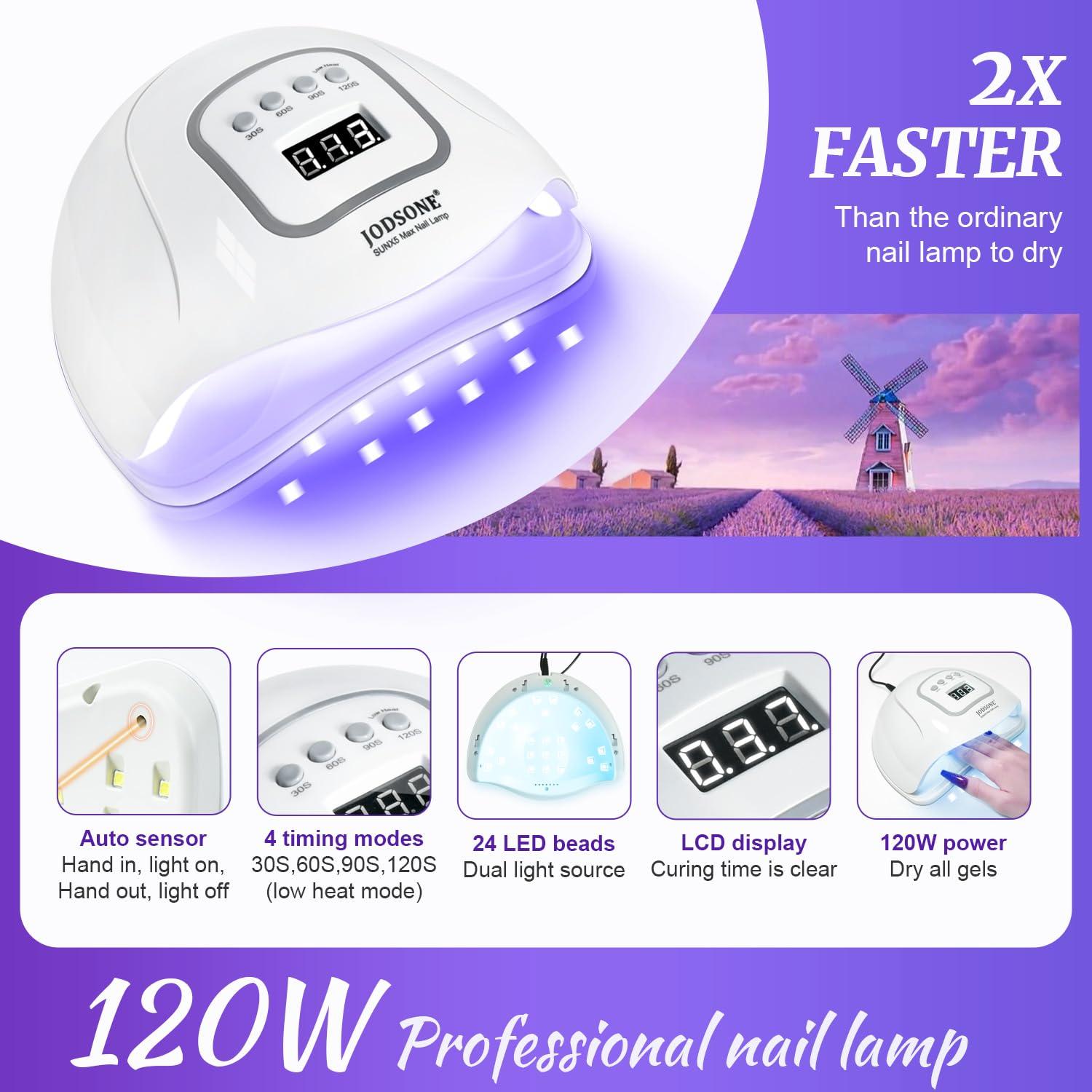 Kit de Esmalte de Uñas en Gel JODSONE 60 Botellas con Luz UV