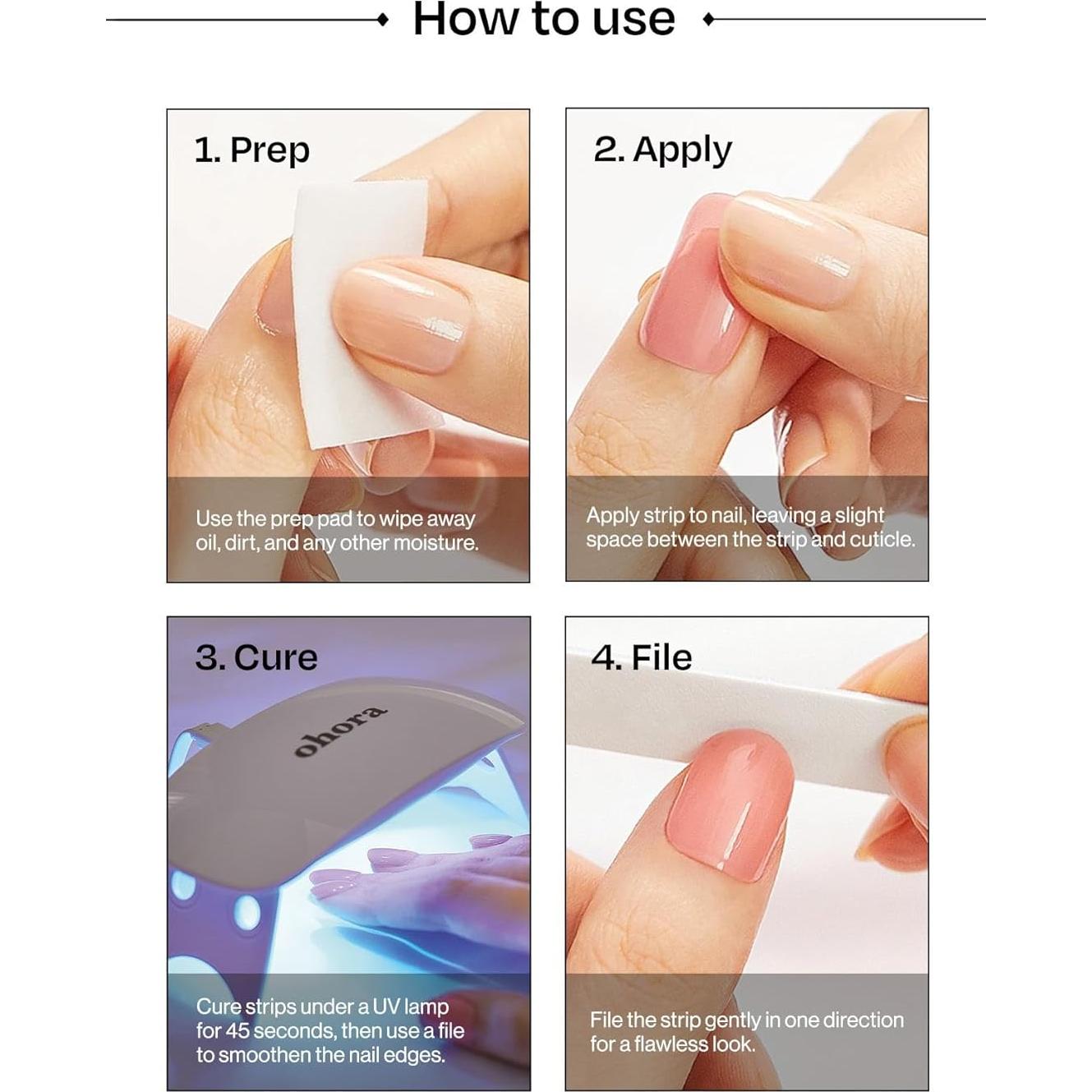 Tiras de Uñas de Gel Semi Curadas ohora N Crema Índigo