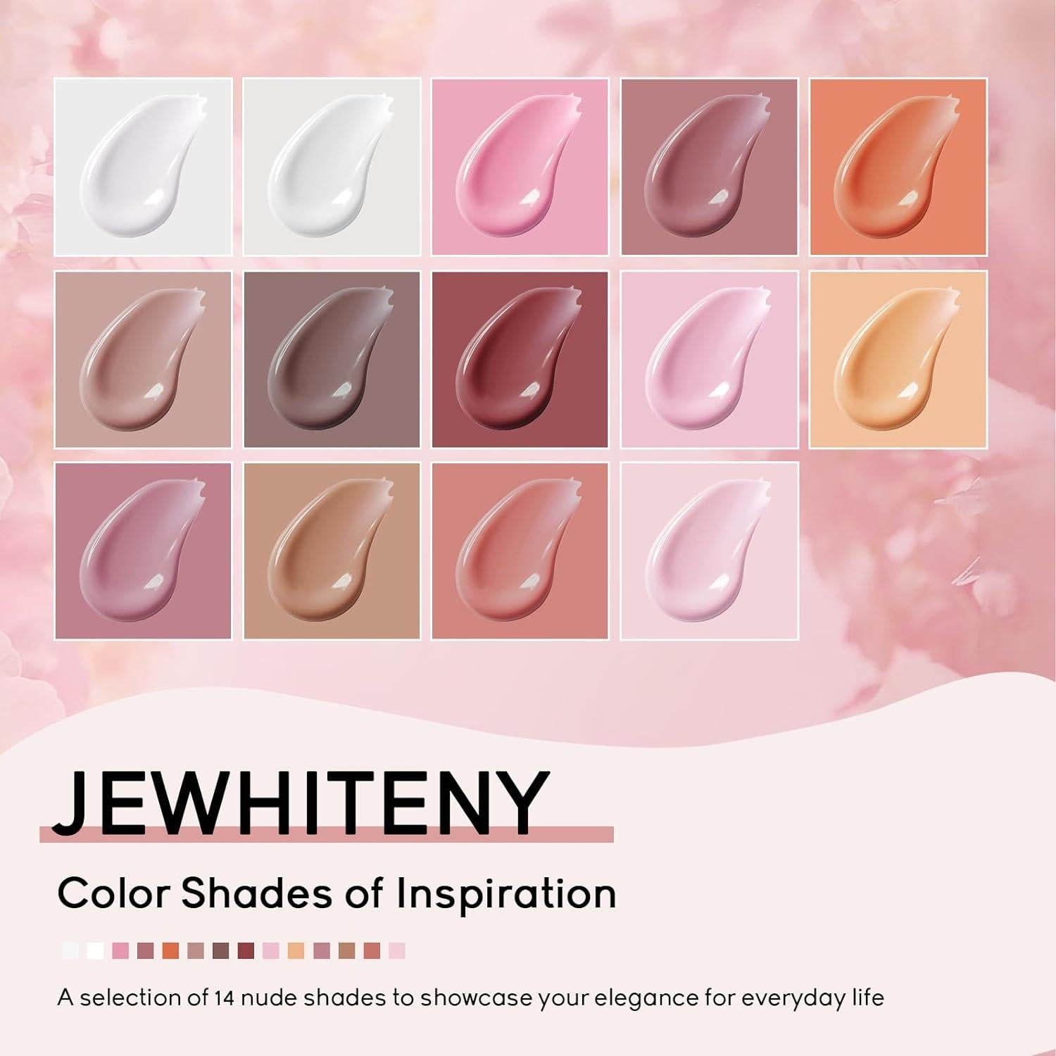 Kit de Uñas de Gel Polimérico JEWHITENY 14 Colores con Lámpara UV