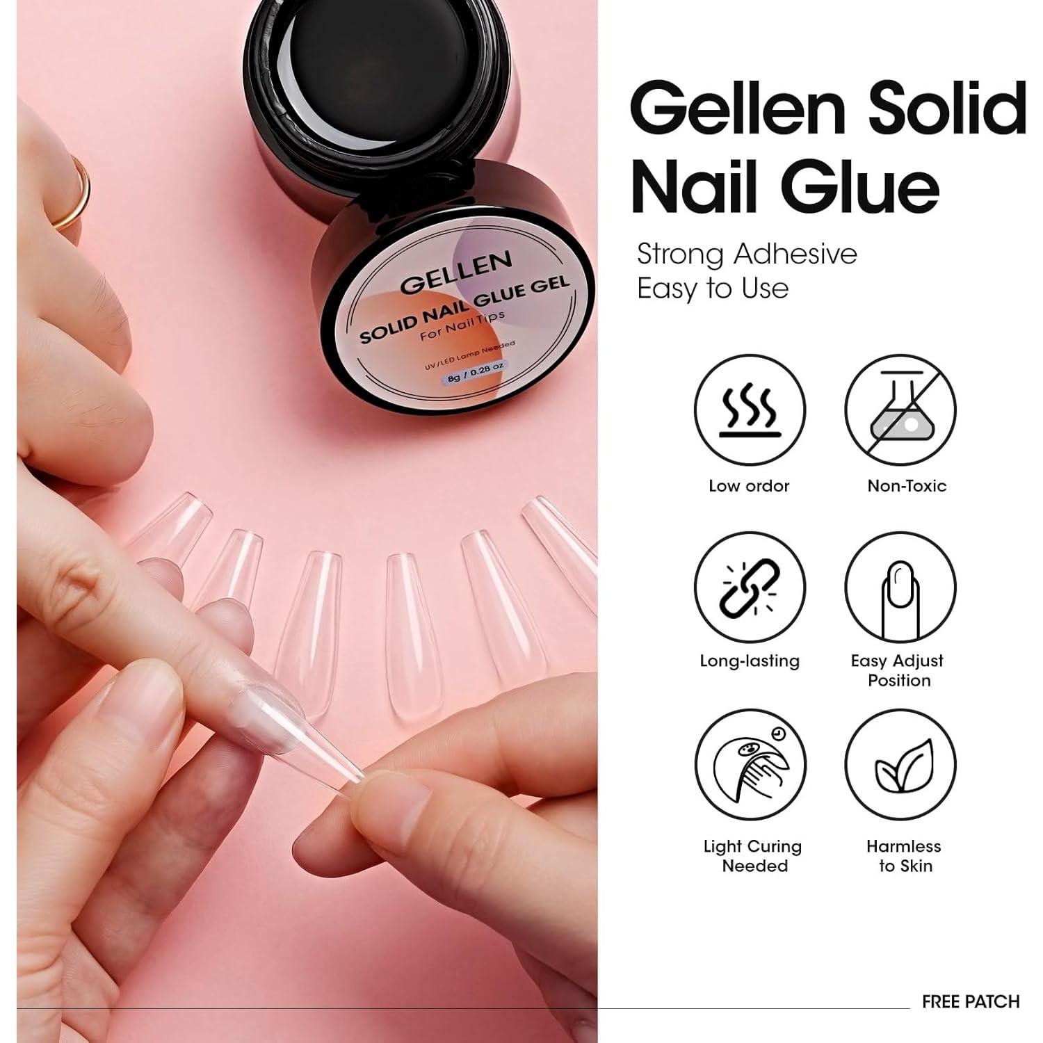 Kit de Gel de Pegamento para Uñas Gellen 8g + Lámpara LED UV 8W