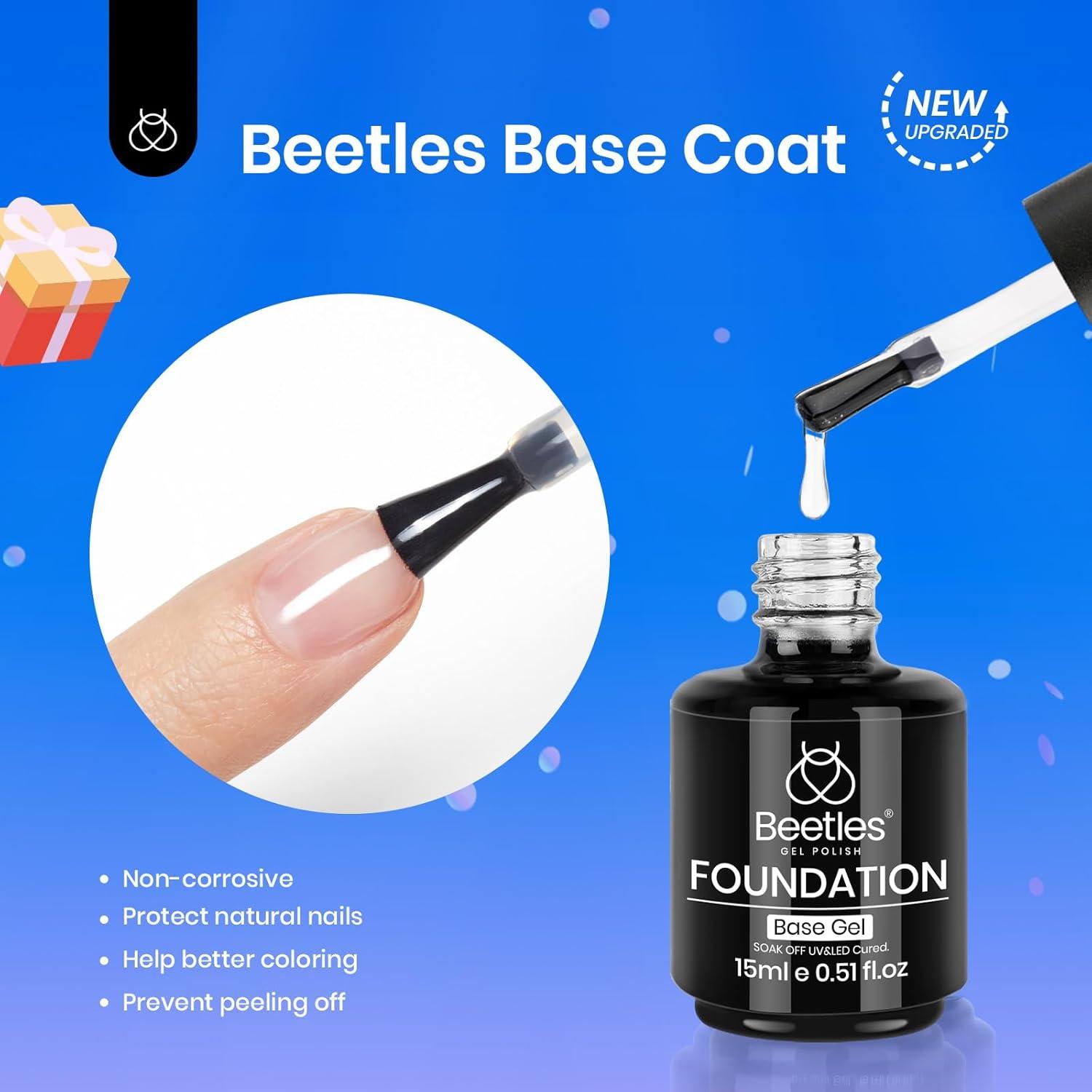 Kit de Gel para Uñas Beetles - Base y Top Coat 15ml 3 Piezas