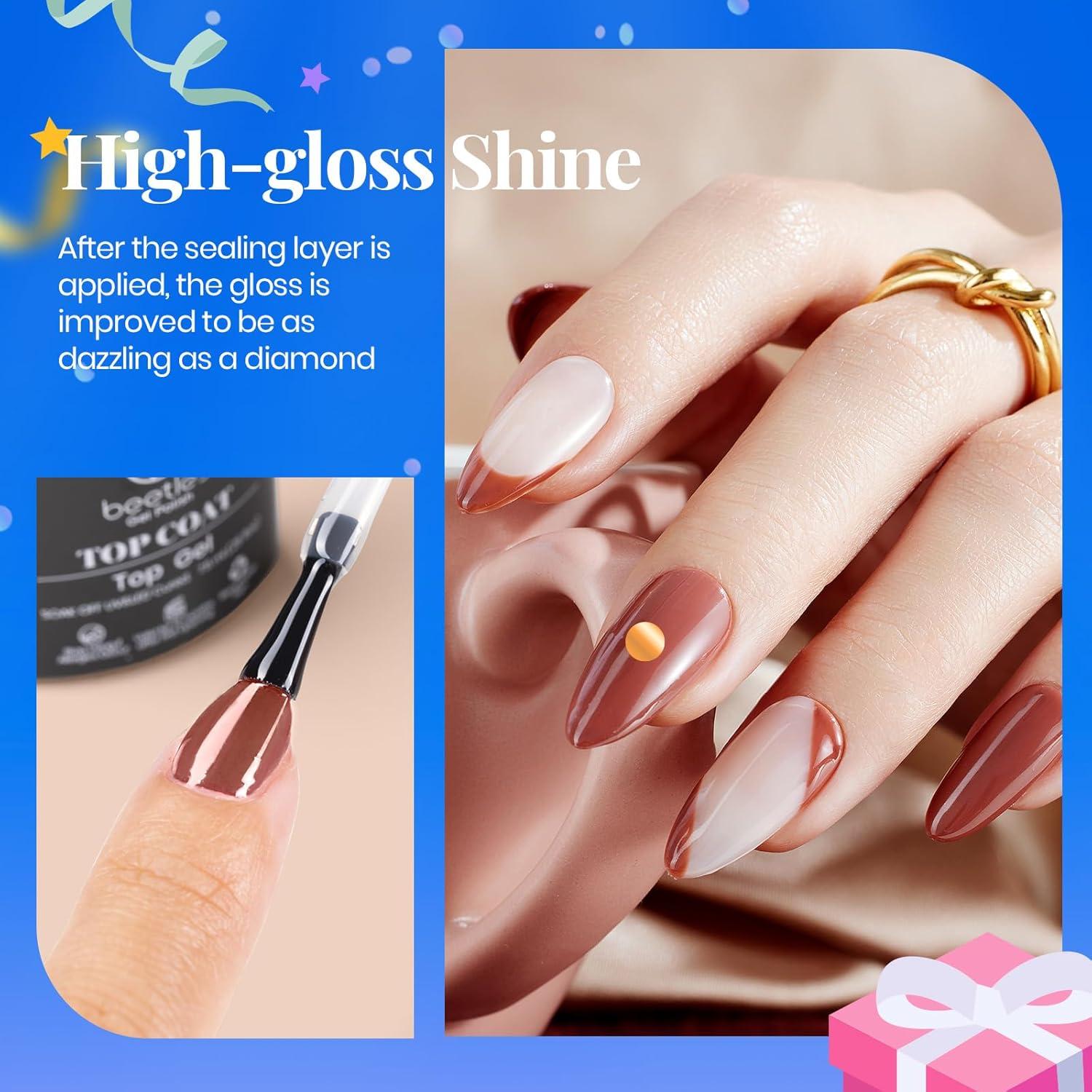 Kit de Gel para Uñas Beetles - Base y Top Coat 15ml 3 Piezas