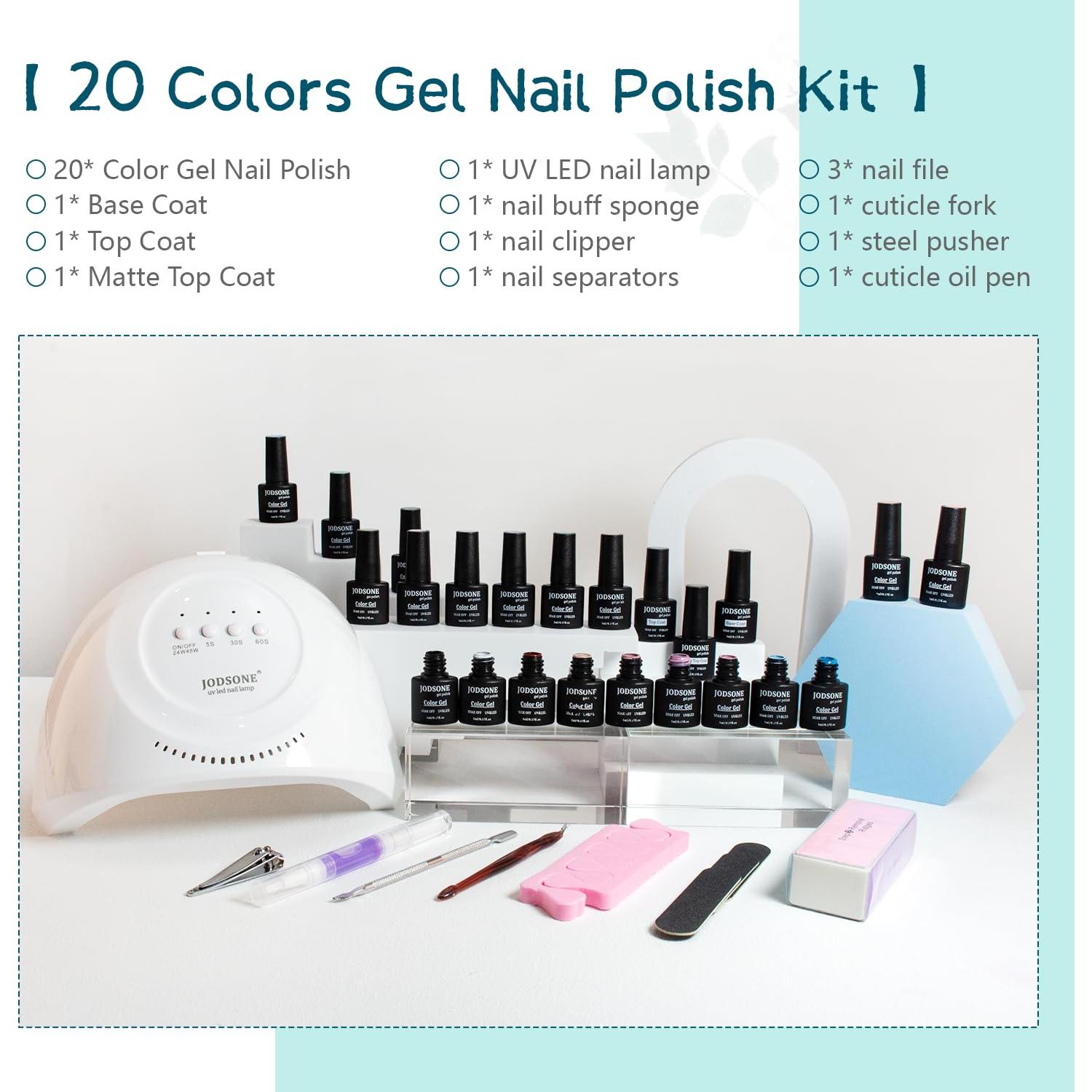 Kit de Esmalte de Uñas en Gel JODSONE 23 Piezas con Luz UV
