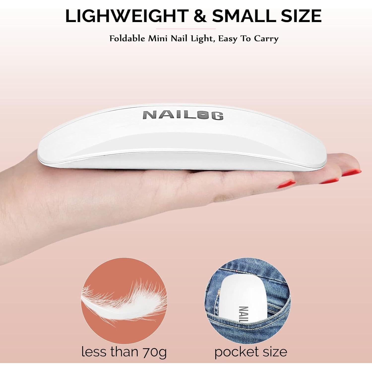 Lámpara UV LED NAILOG Mini 6W Portátil con Cable USB