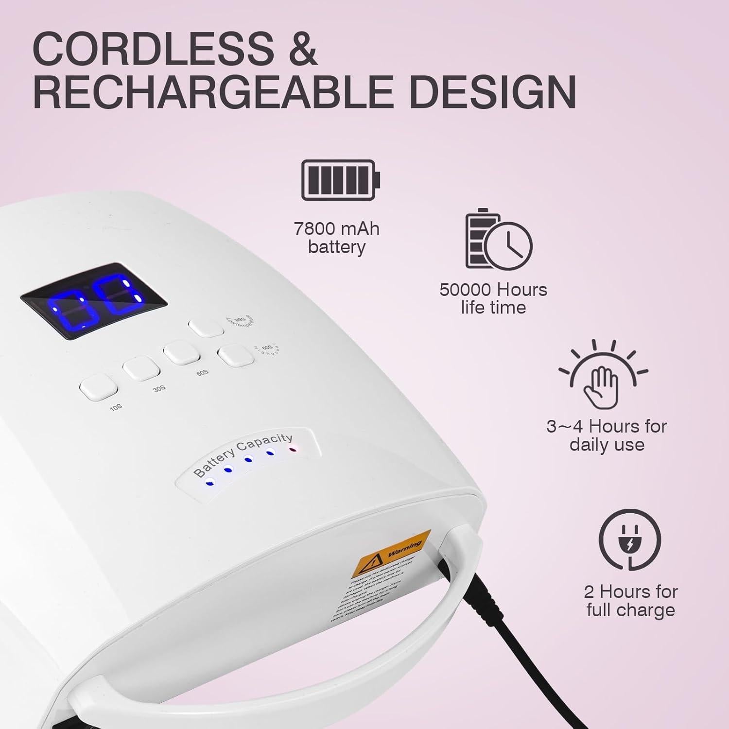 Lámpara de Uñas UV LED Inalámbrica NailFace 66W Recargable