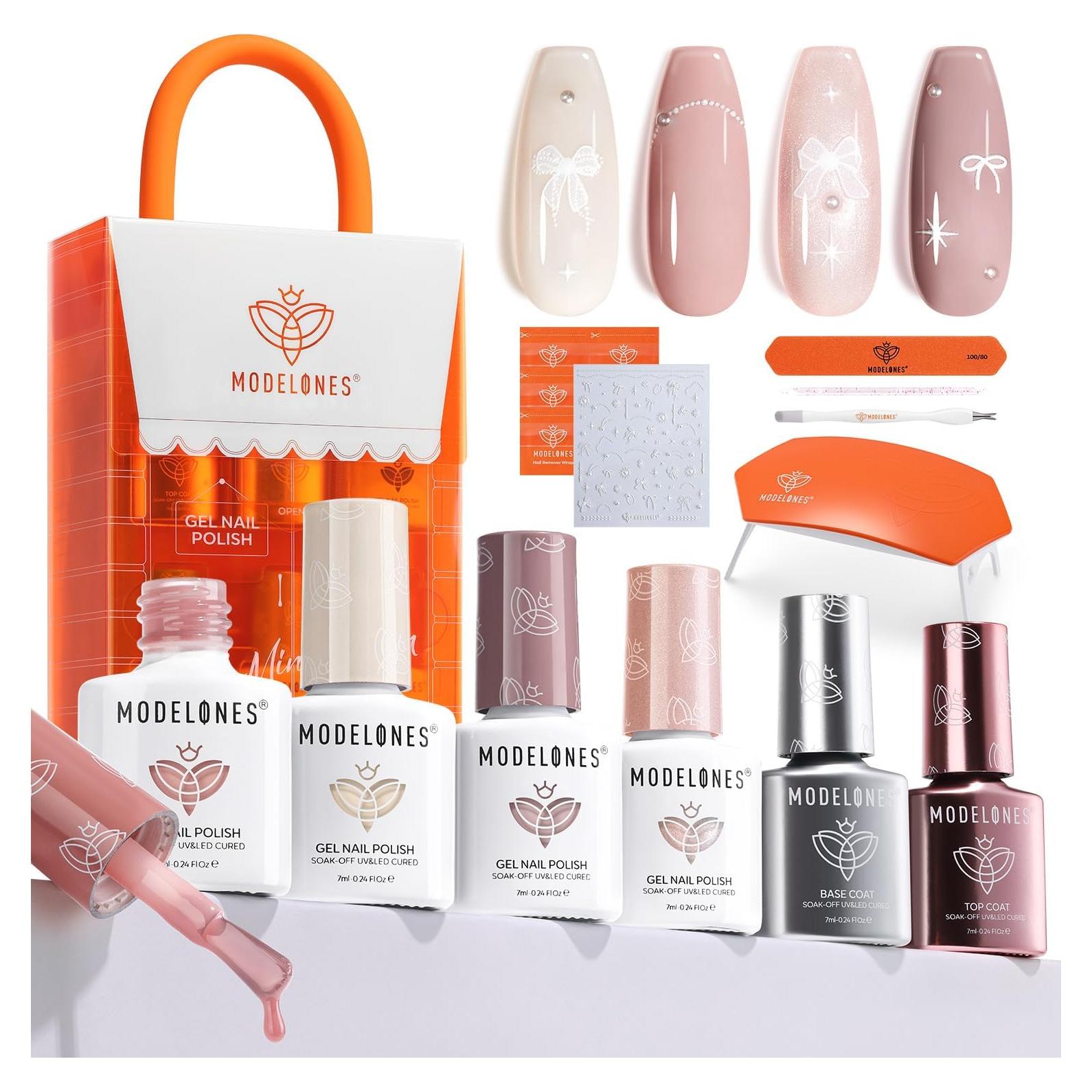 Kit de Esmalte de Uñas en Gel Modelones 4 Colores + Luz UV