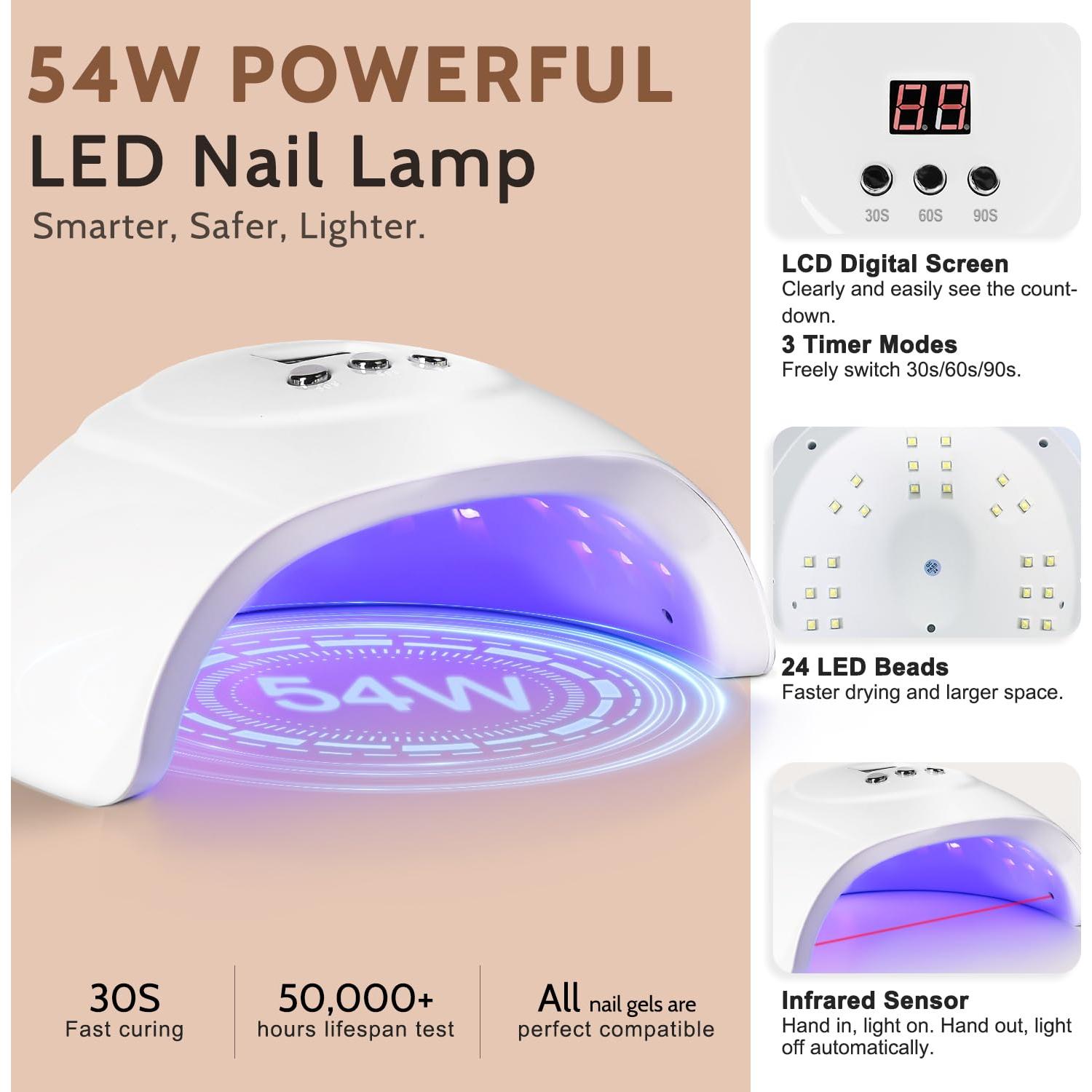 Kit de Esmalte de Uñas de Gel Lavender Violets 73 Pcs con Luz UV