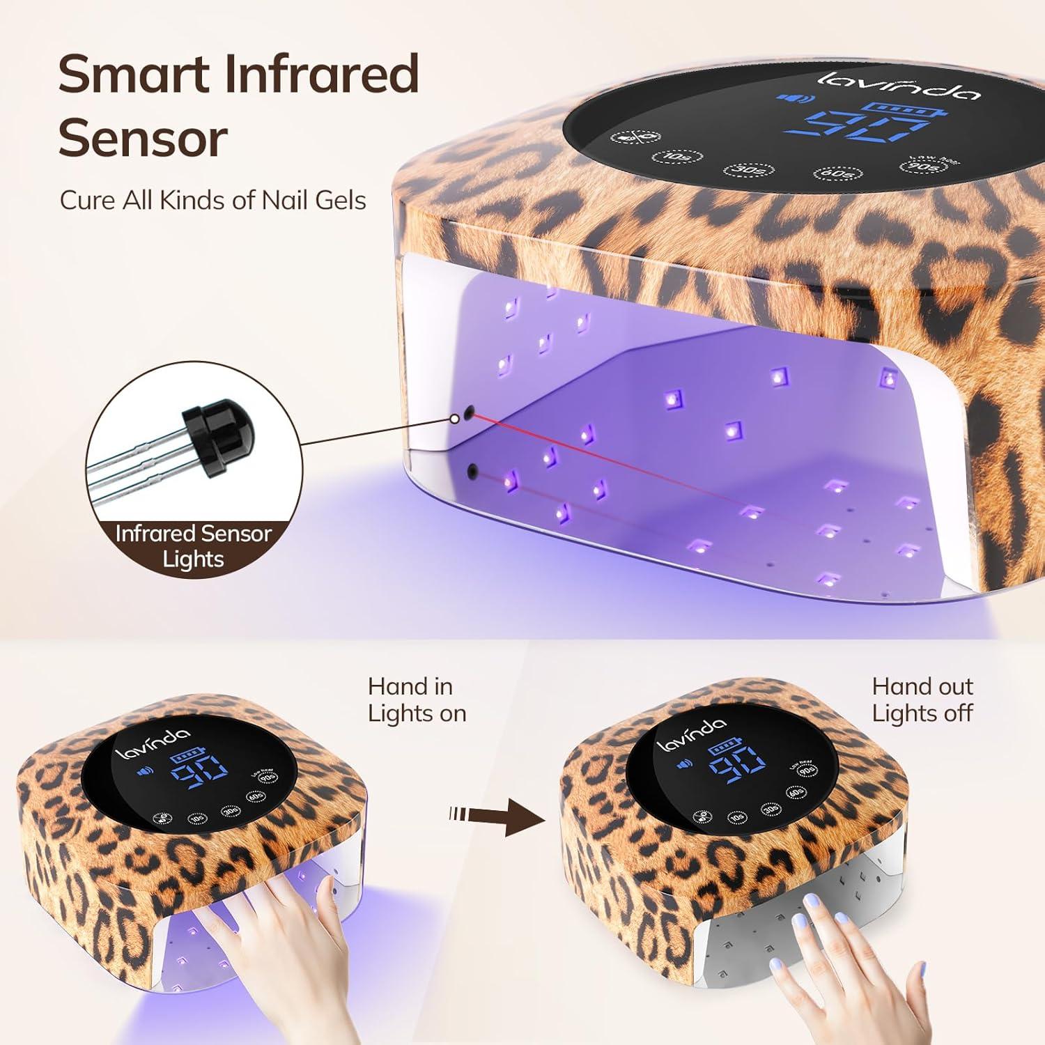 Lámpara LED UV Lavinda 54W Inalámbrica Leopardo 4 Temporizadores