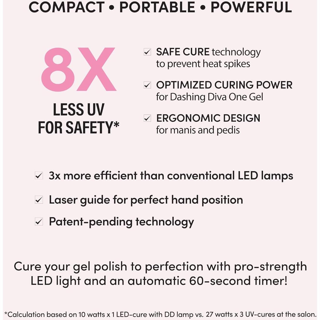 Lámpara de Uñas en Gel Dashing Diva One 10W Portátil USB-C