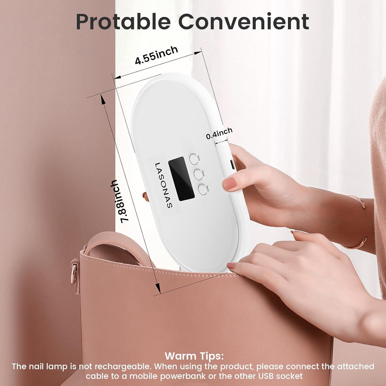 Lámpara de Uñas UV LED LASONAS 24W Mini Portátil 3 Temporizadores