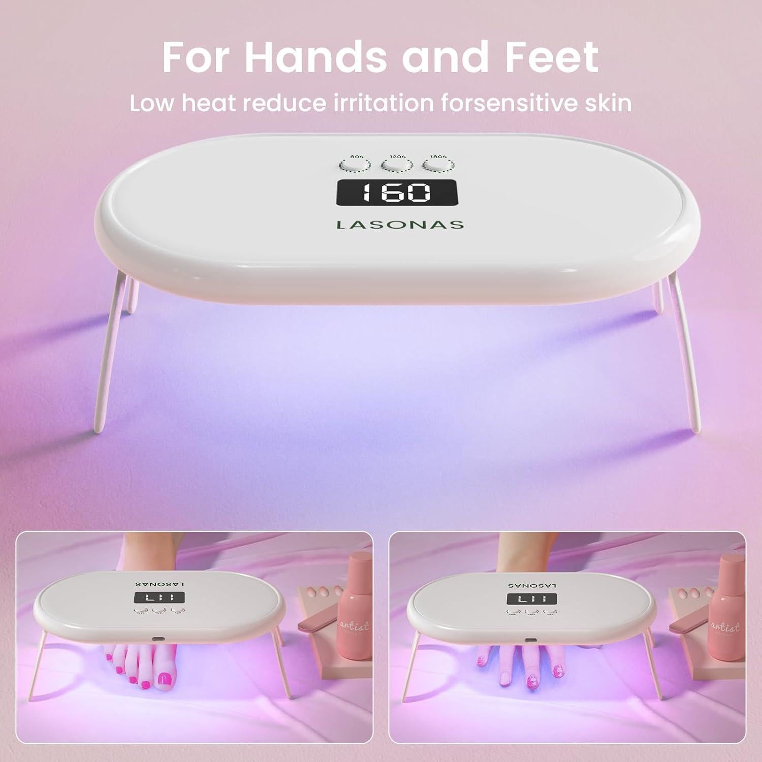 Lámpara de Uñas UV LED LASONAS 24W Mini Portátil 3 Temporizadores