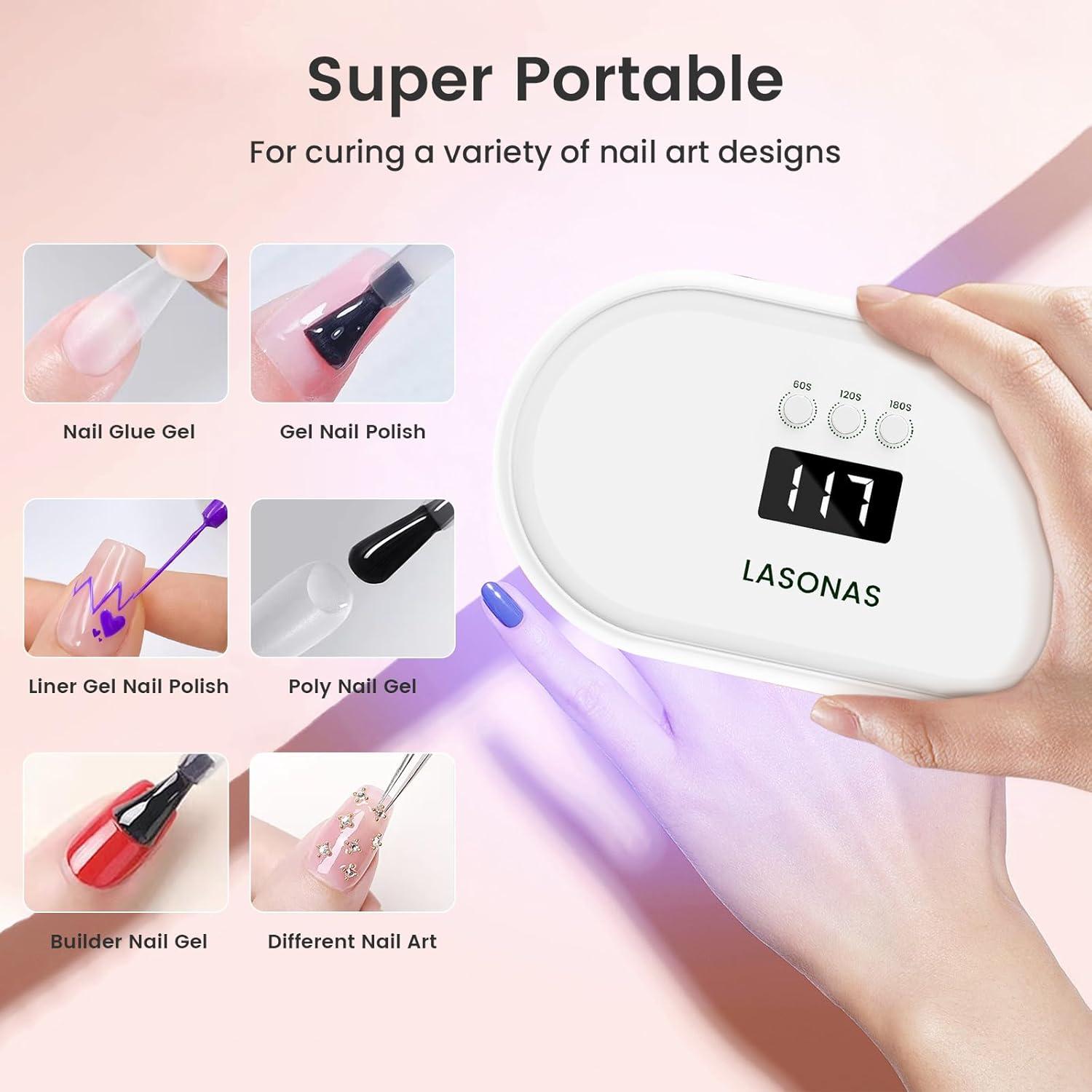Lámpara de Uñas UV LED LASONAS 24W Mini Portátil 3 Temporizadores