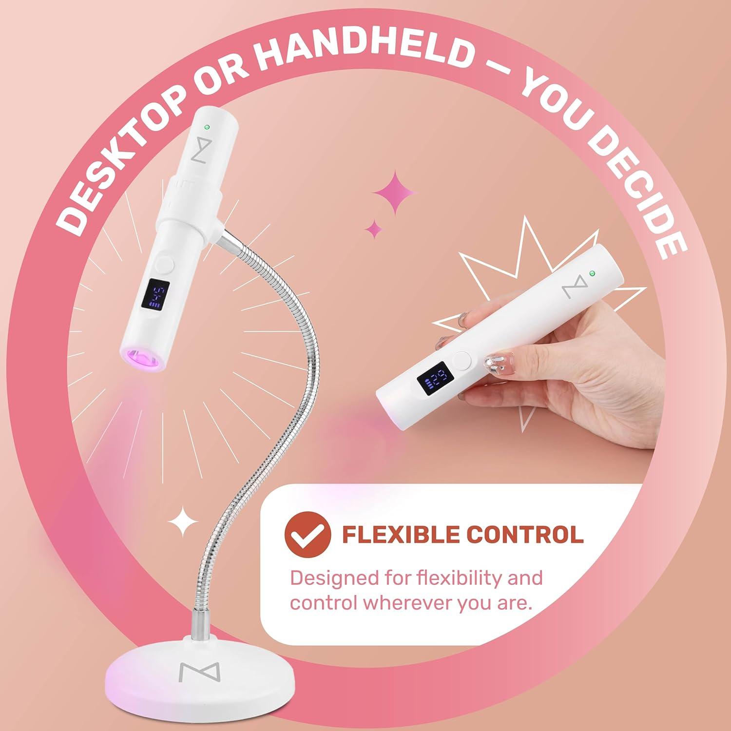 Lámpara de Curado Rápido M GlamCure GO - Luz LED/UV 10.16cm