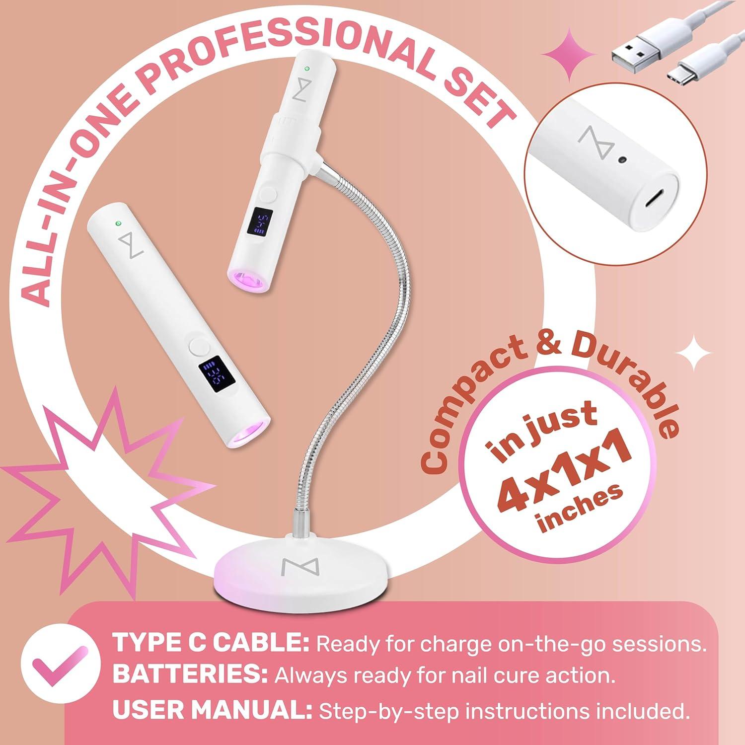 Lámpara de Curado Rápido M GlamCure GO - Luz LED/UV 10.16cm