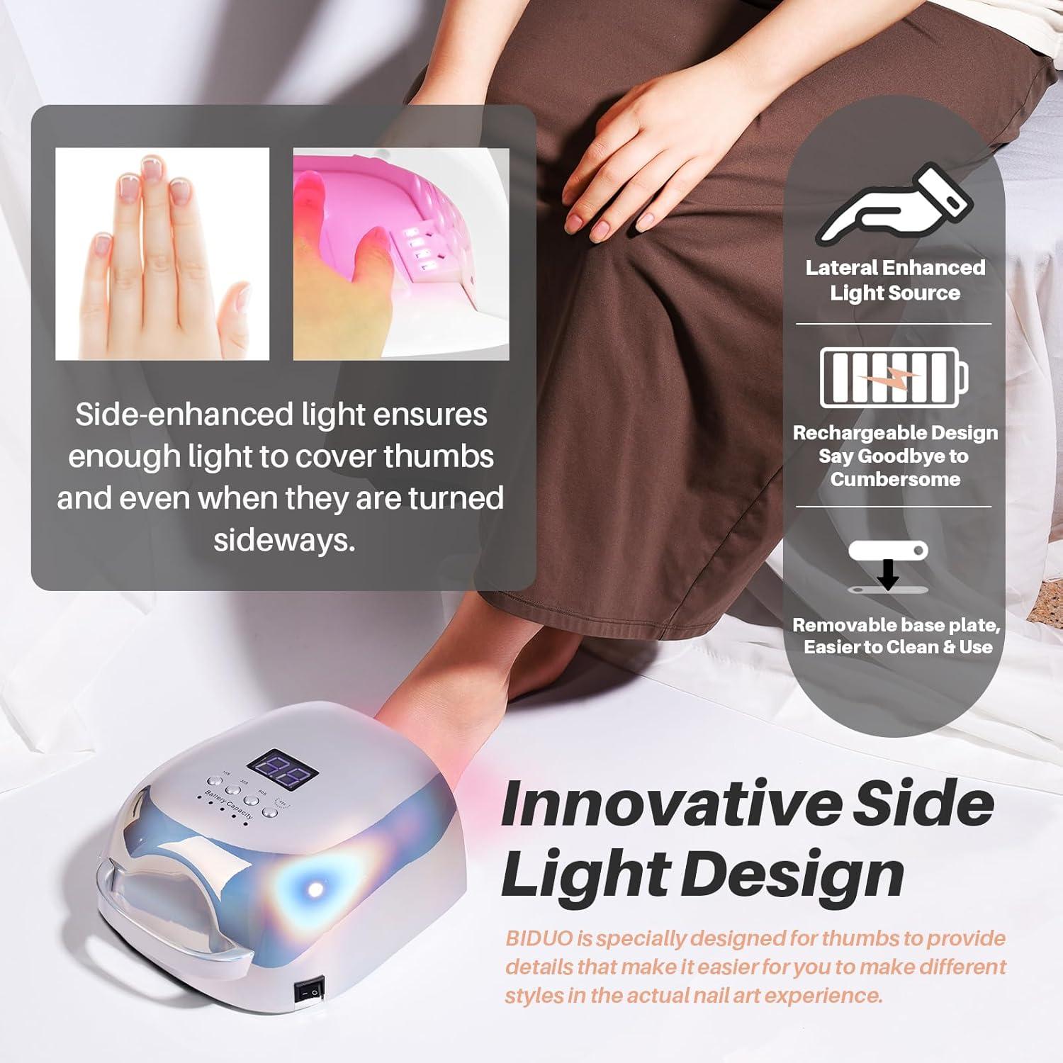 Lámpara de Uñas UV/LED Recargable Biduo JC22-Pro Plata Holográfica