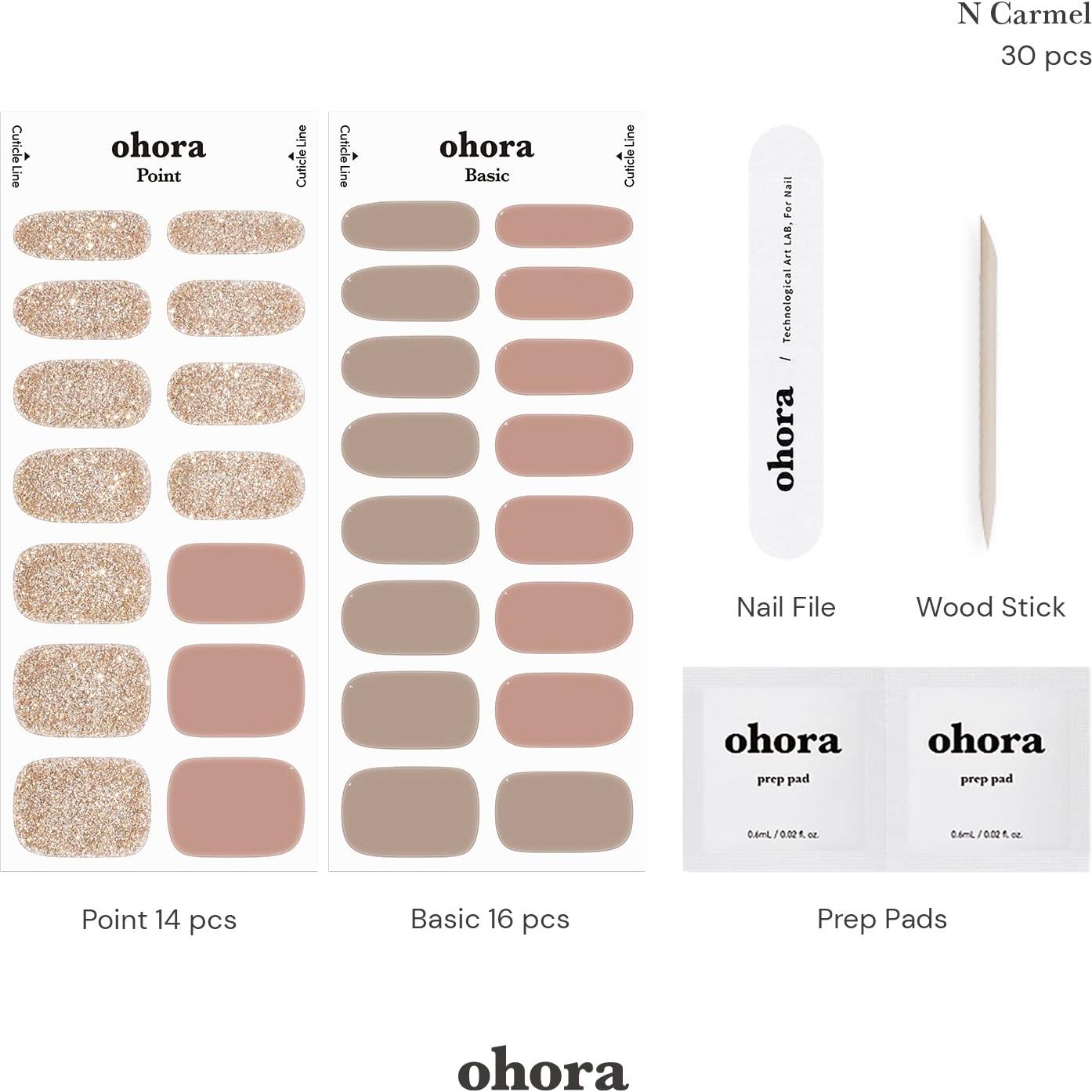 Tiras de Uñas de Gel Semi Curadas ohora N Carmel - Brillo, 30 Piezas