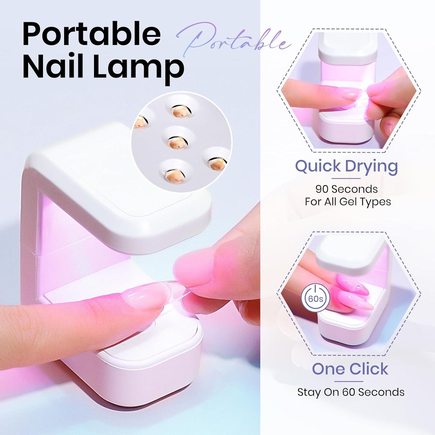 Kit de Pegamento de Uñas Sólido MIZHSE 18g con Lámpara LED