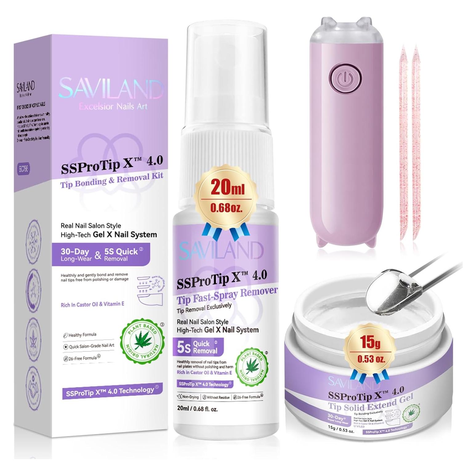 Kit de Gel de Pegamento para Uñas SAVILAND con Luz UV