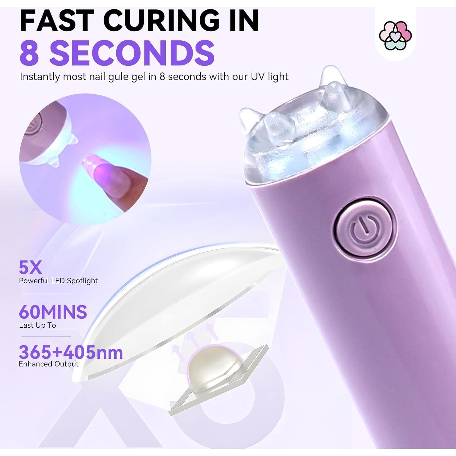 Kit de Gel de Pegamento para Uñas SAVILAND con Luz UV