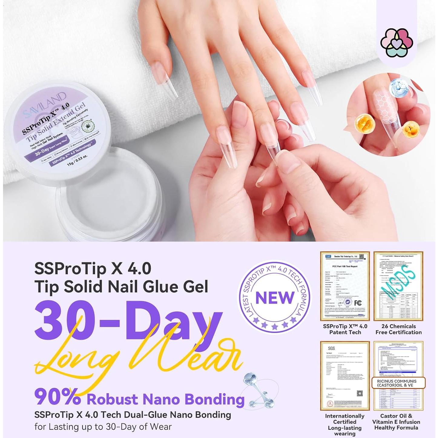 Kit de Gel de Pegamento para Uñas SAVILAND con Luz UV