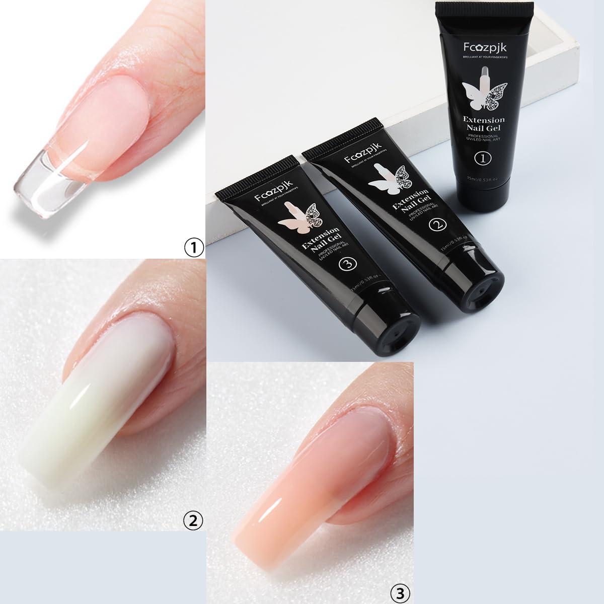 Kit de Gel de Uñas Poly Sotong - 3 Colores + Solución Deslizante