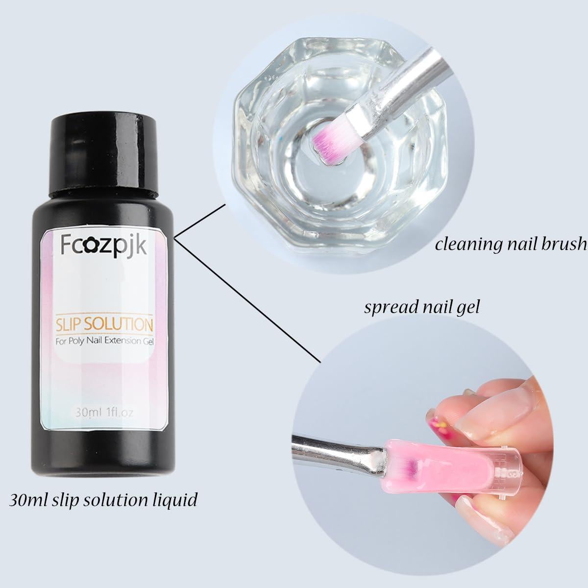 Kit de Gel de Uñas Poly Sotong - 3 Colores + Solución Deslizante