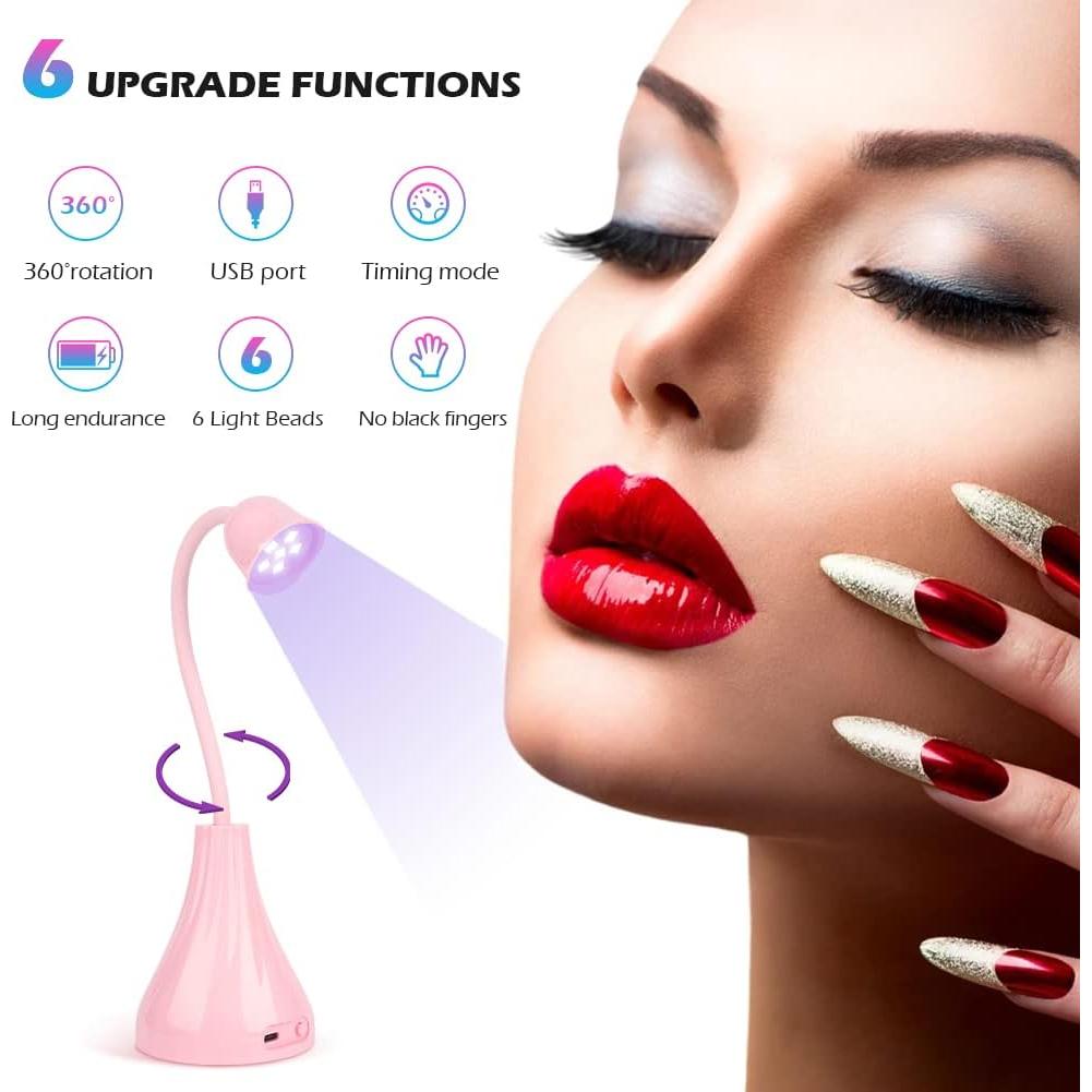 Lámpara de Uñas LED UV XSMNER Rosa 18W Inalámbrica 360°