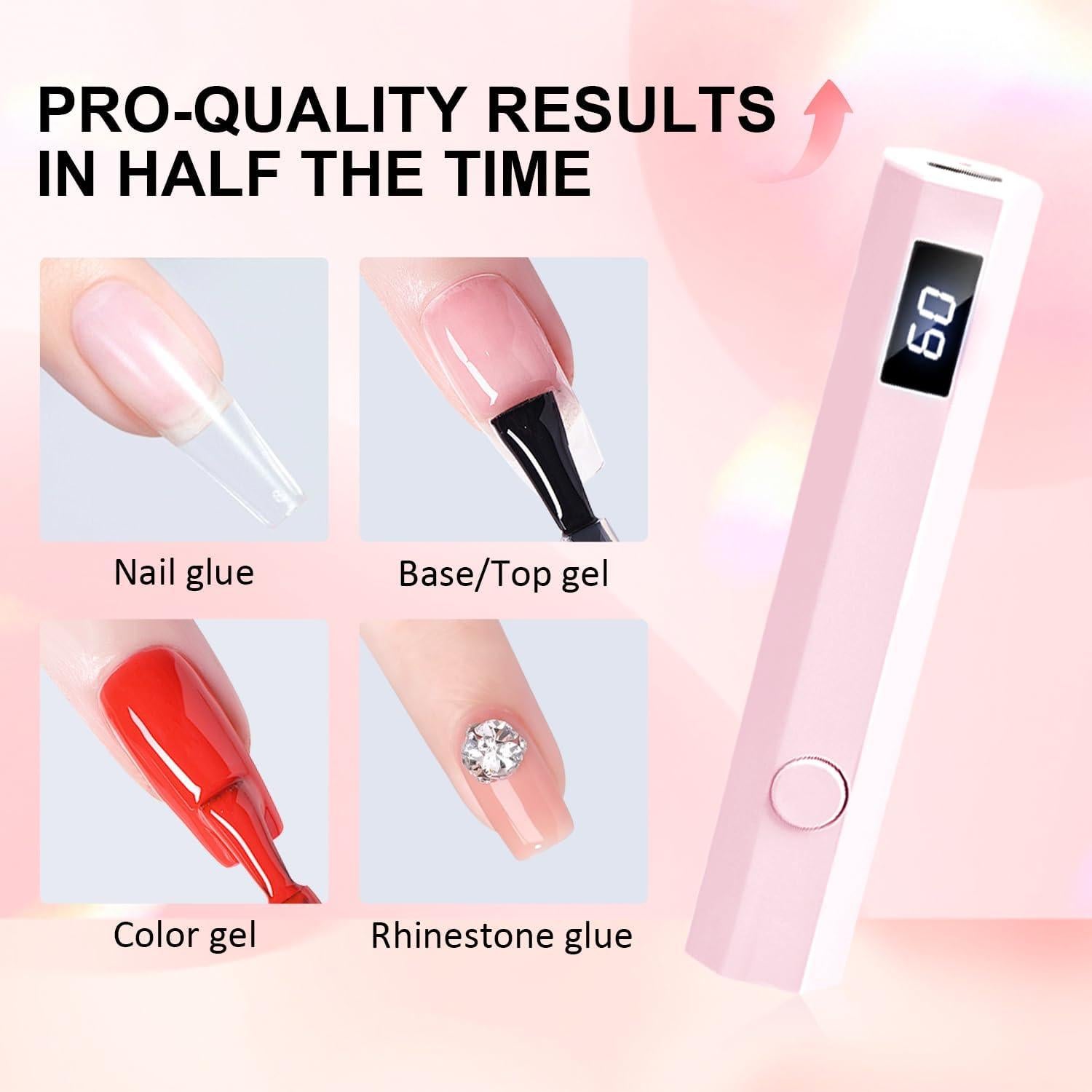 Lámpara UV/LED Inalámbrica LEDSUUEI Rosa para Uñas de Gel