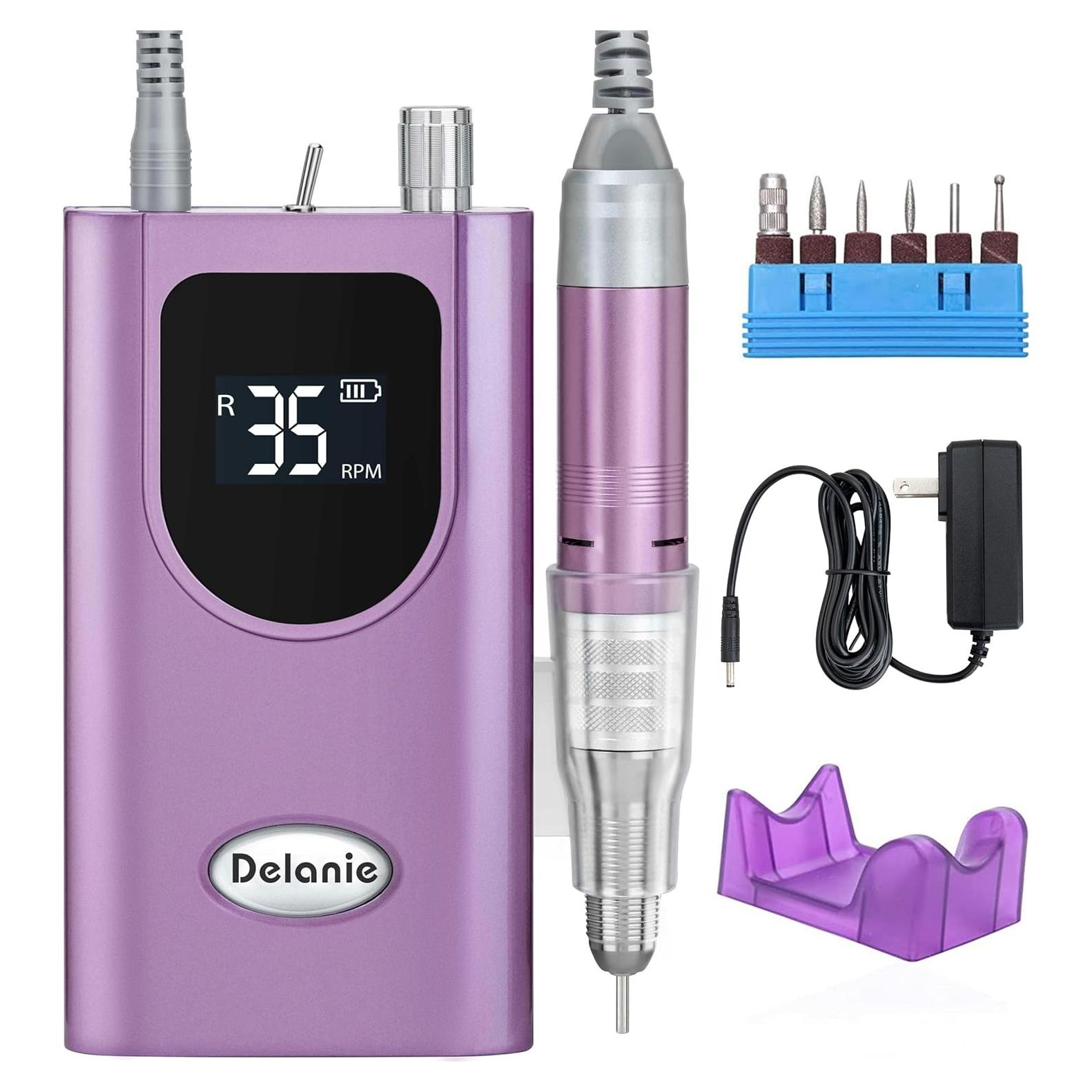 Taladro de Uñas Profesional Delanie Recargable 35000 RPM Púrpura