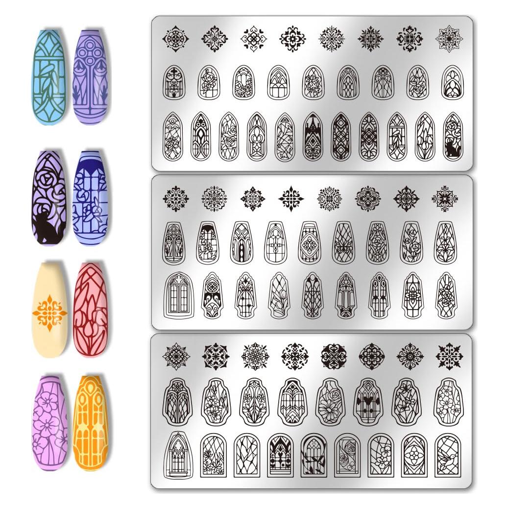 Plantillas de Arte de Uñas PH PandaHall 3pcs 79 Patrones