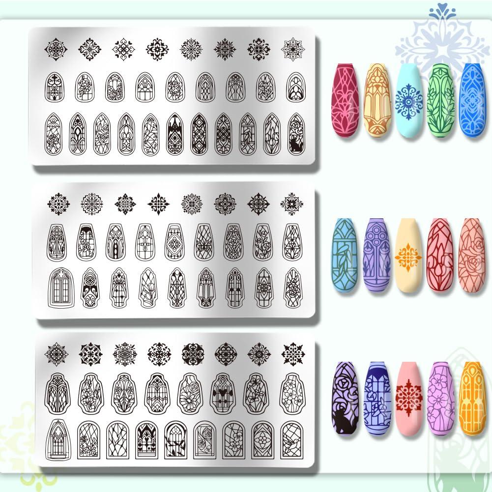 Plantillas de Arte de Uñas PH PandaHall 3pcs 79 Patrones