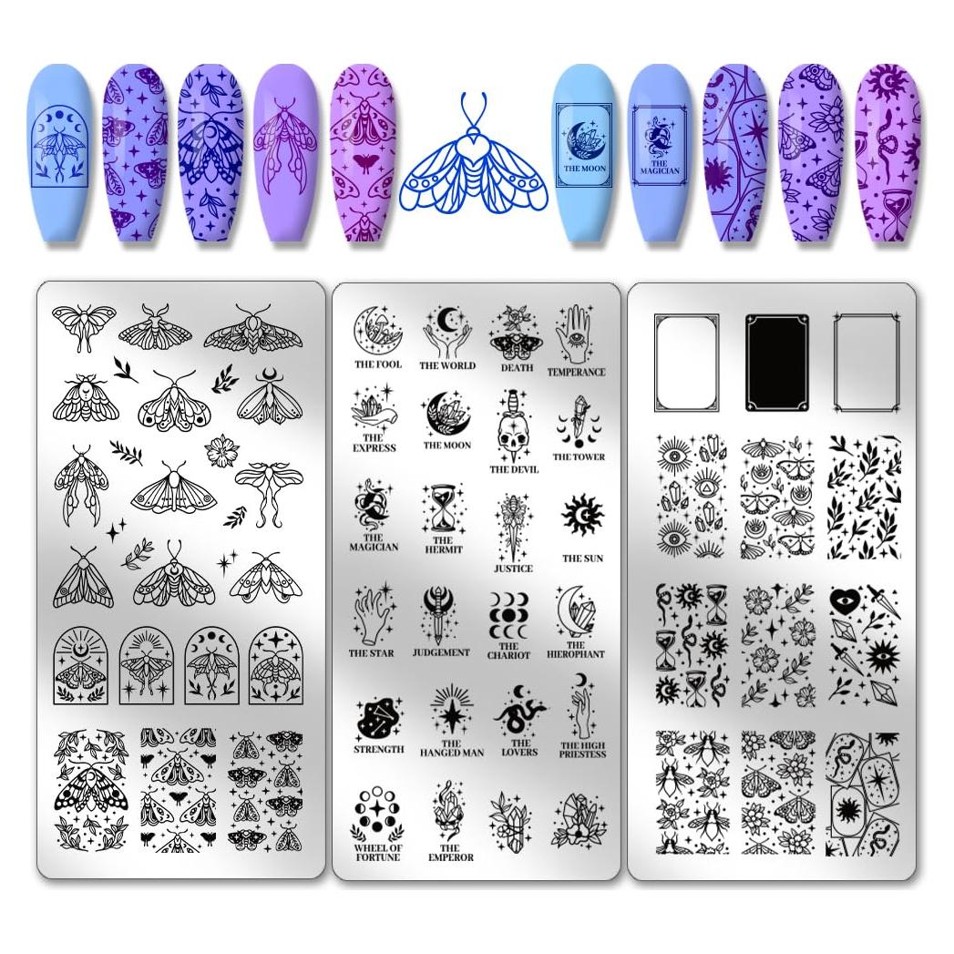 Placas de Estampado de Uñas PH PandaHall - 3 Piezas Fantasía