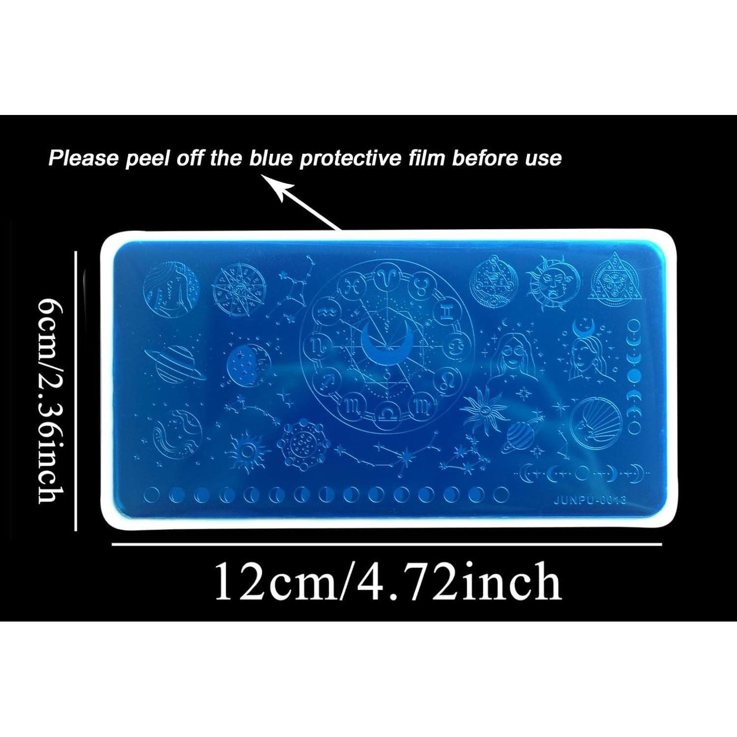 Kit de Placas de Estampado de Uñas JUNPU 3 Piezas 12x6cm