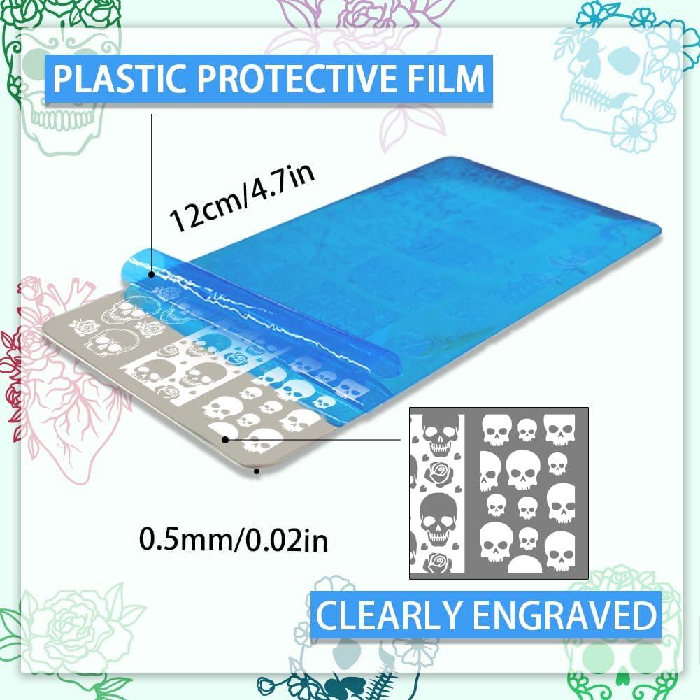 Estampador de Uñas PH PandaHall 3 Placas Calavera 58 Patrones