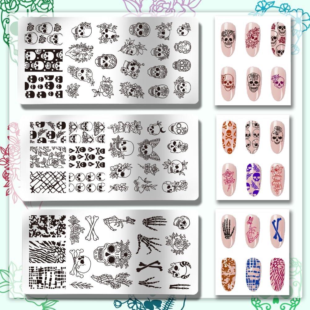 Estampador de Uñas PH PandaHall 3 Placas Calavera 58 Patrones