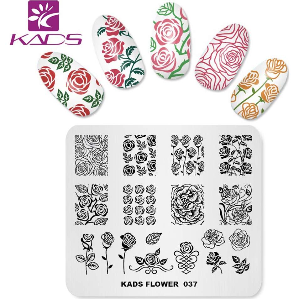 Plantilla de Estampado de Uñas KADS 4 Placas Flores 8x7cm