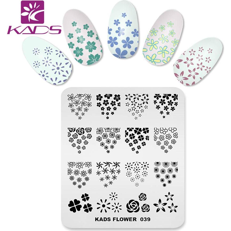 Plantilla de Estampado de Uñas KADS 4 Placas Flores 8x7cm