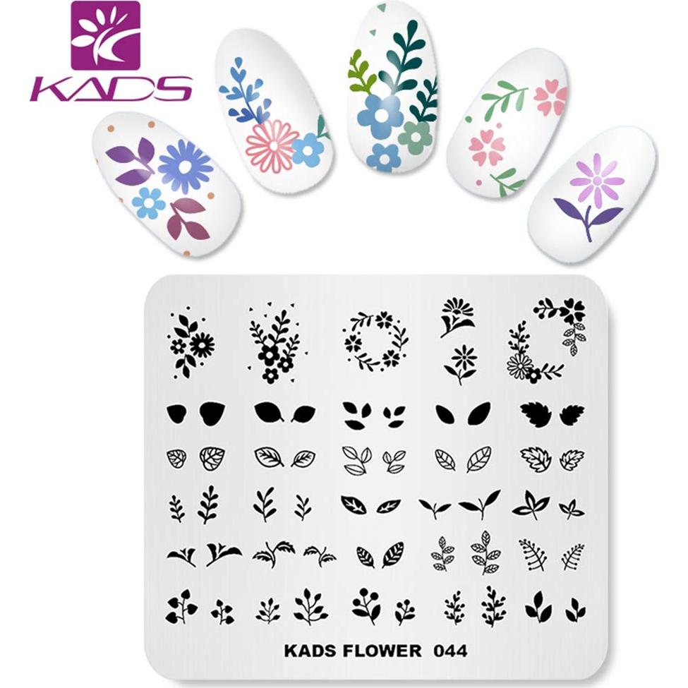Plantilla de Estampado de Uñas KADS 4 Placas Flores 8x7cm