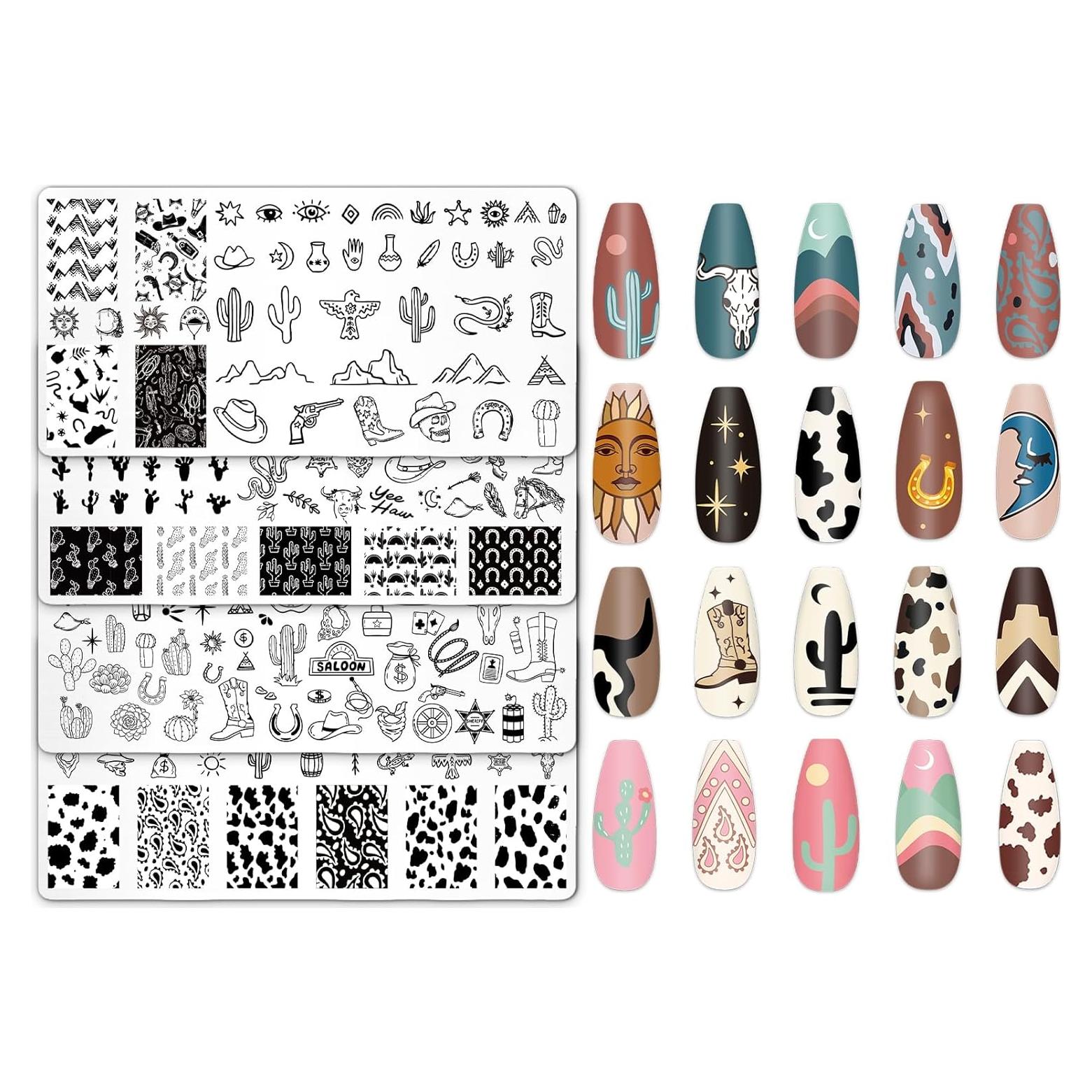 Juego de Plantillas de Estampado de Uñas JarThenaAMCS 4 Piezas