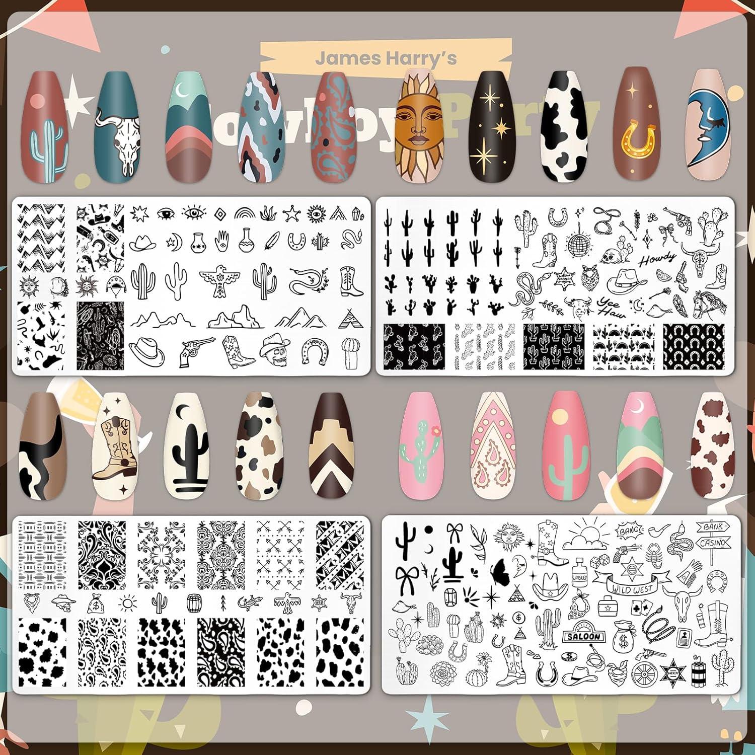 Juego de Plantillas de Estampado de Uñas JarThenaAMCS 4 Piezas