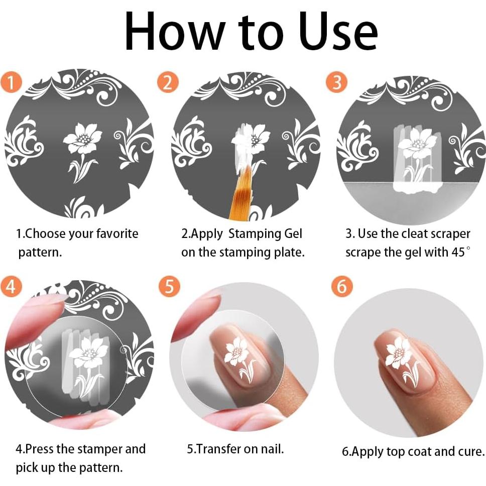 Placas de Estampado de Uñas PH PandaHall 3pcs Floral 61 Patrones