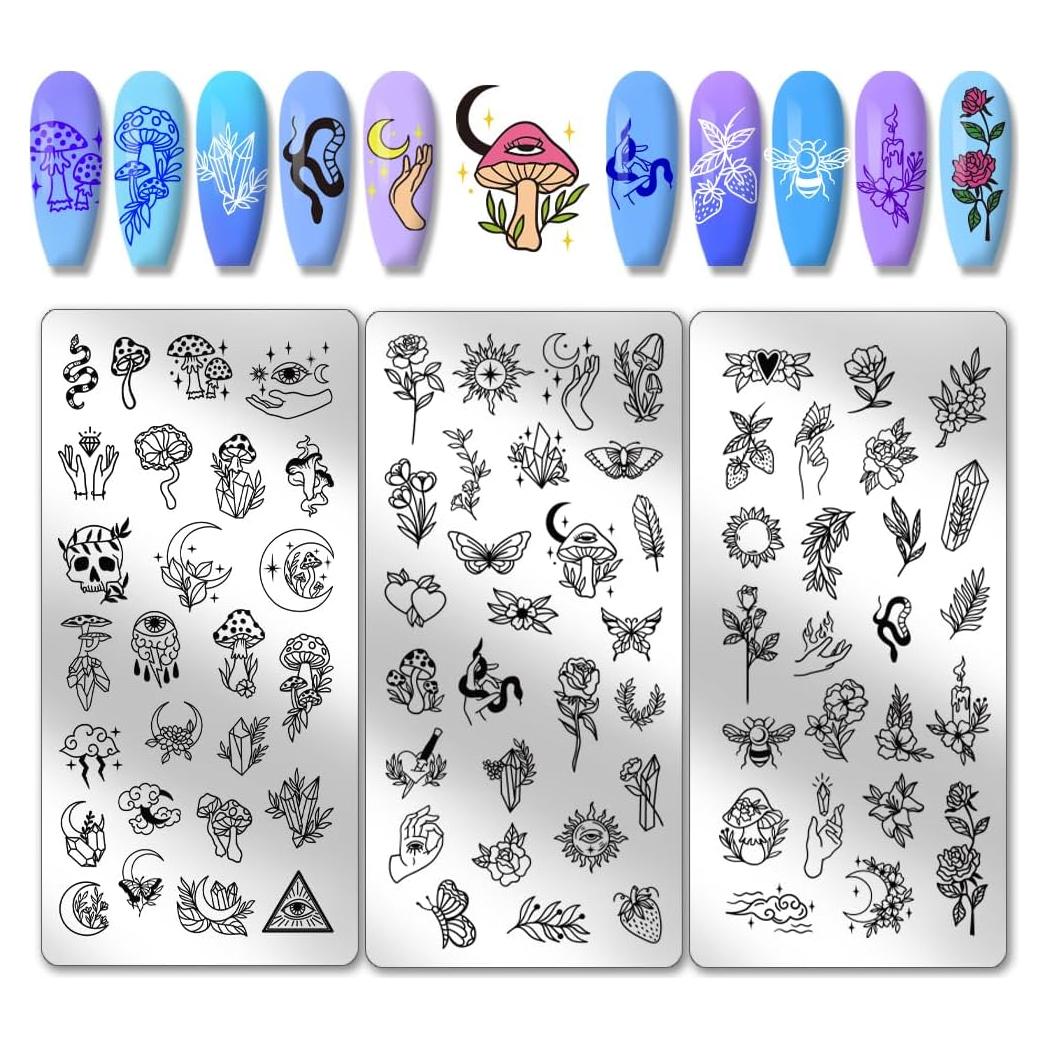 Placas de Estampado de Uñas PH PandaHall 3pcs 78 Patrones