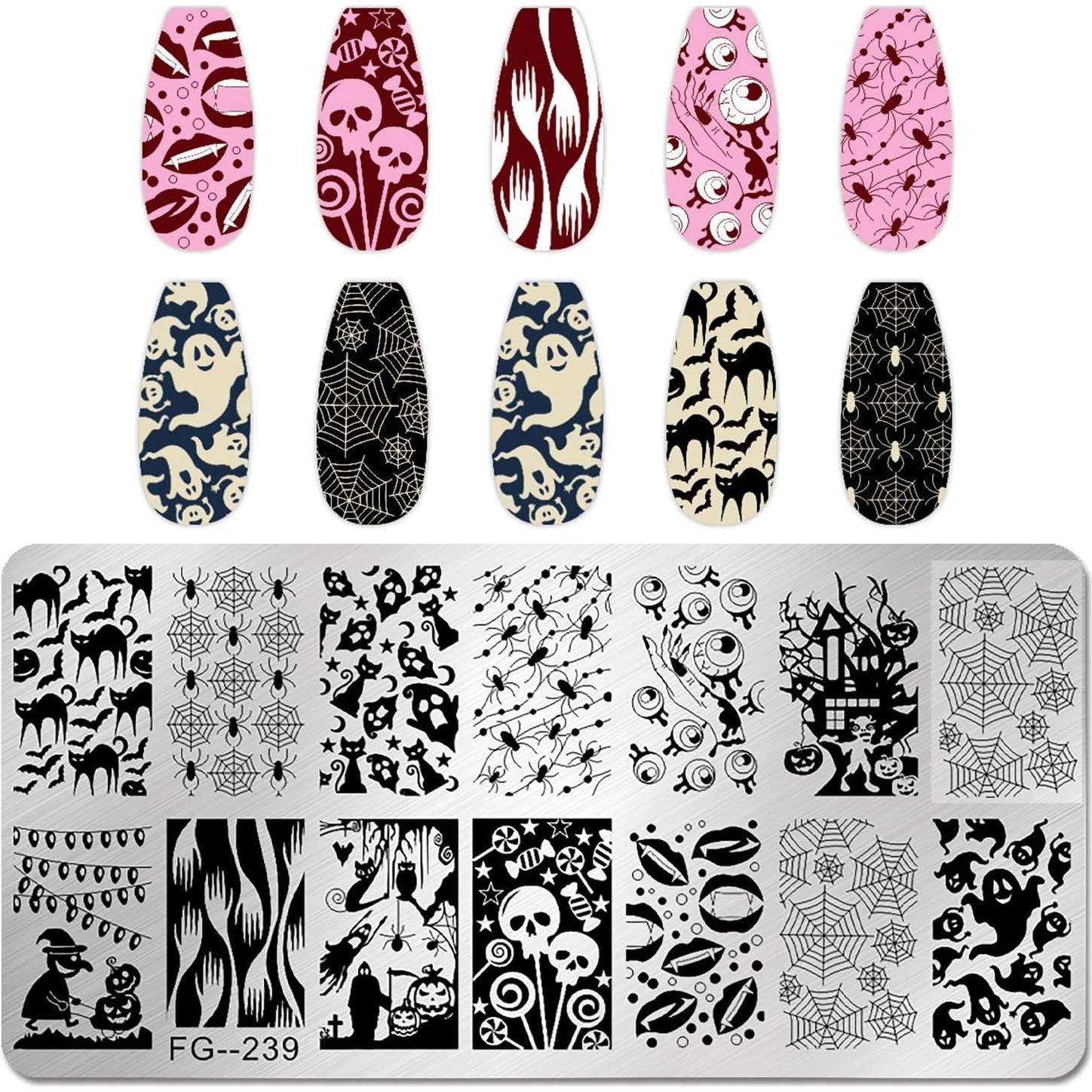 Placas de Estampado de Uñas Halloween JERCLITY 6 Piezas