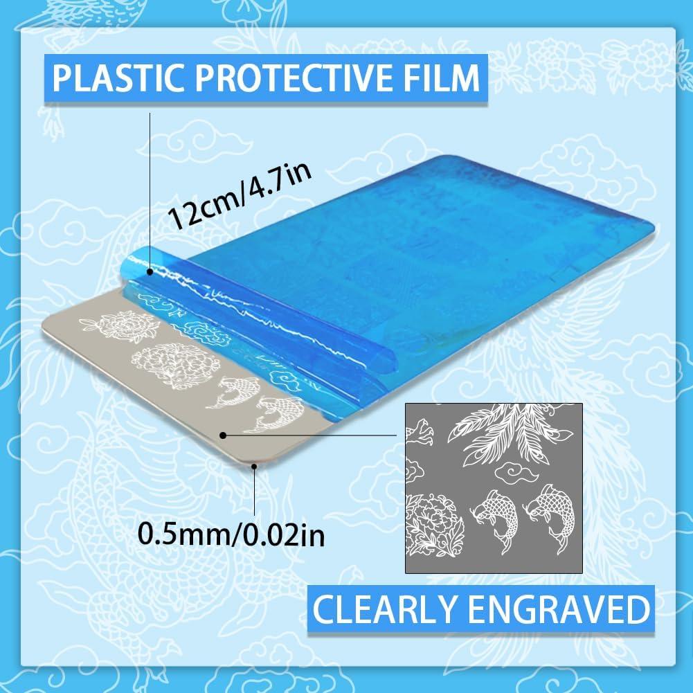 Plantillas de Estampado de Uñas PH PandaHall 3 Piezas 12x6 cm