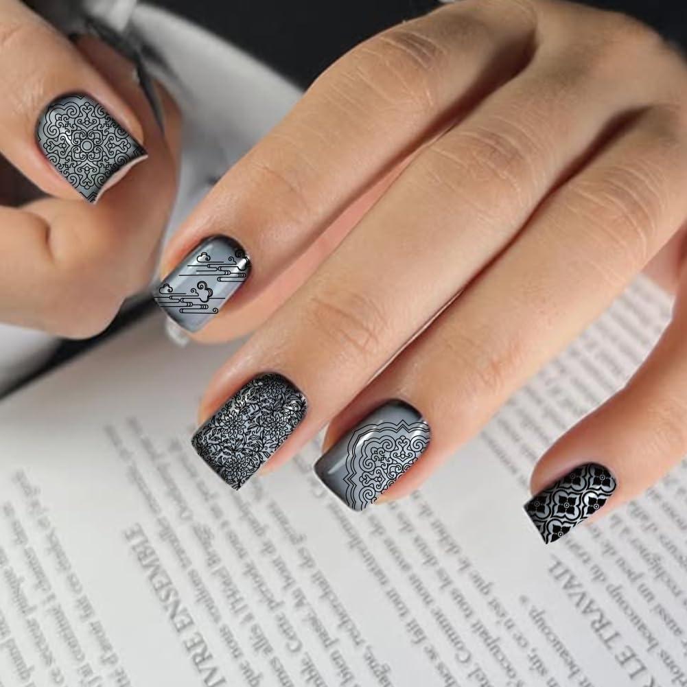 Plantillas de Estampado de Uñas PH PandaHall 3 Piezas 12x6 cm