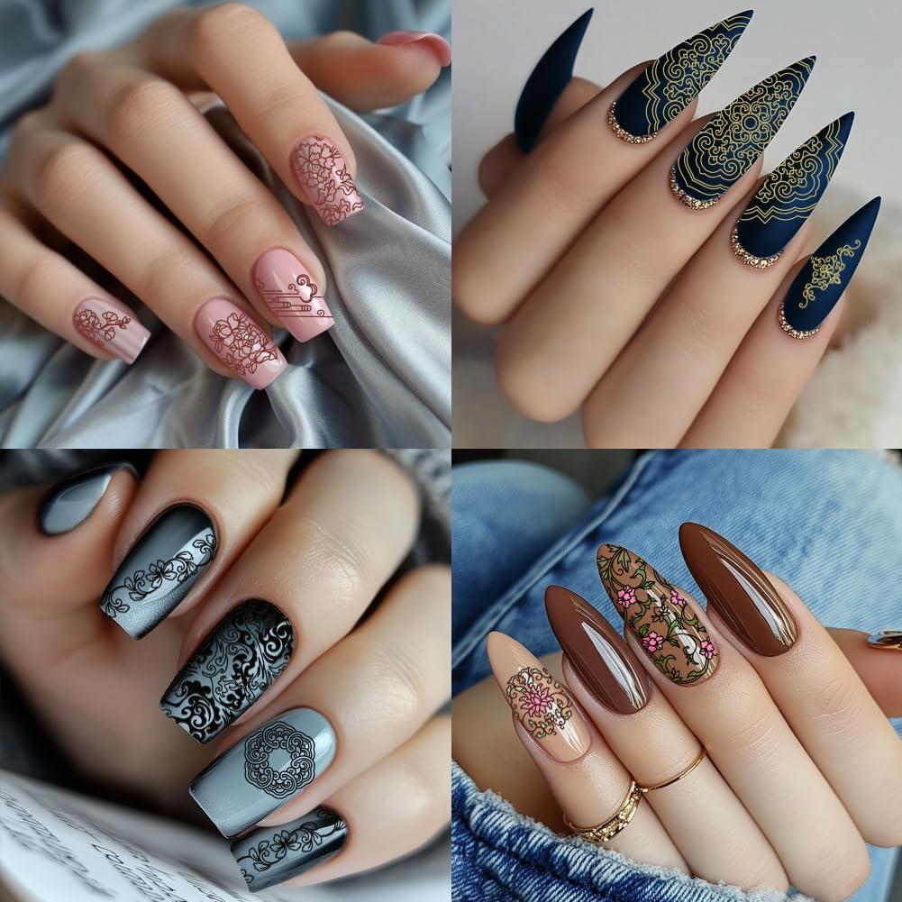 Plantillas de Estampado de Uñas PH PandaHall 3 Piezas 12x6 cm