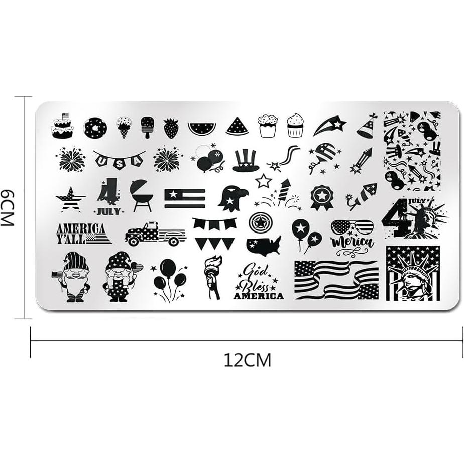 Kit de Estampado de Uñas Patriótico 3pcs XingRong