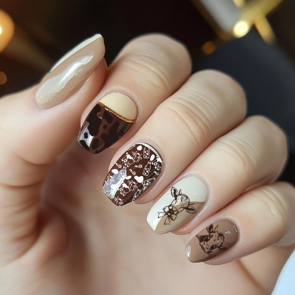 Plantillas de Estampado de Uñas PH PandaHall - 3 Piezas Tema Vaca