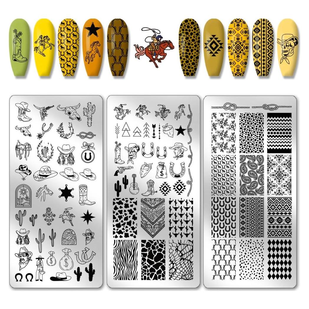 Kit de Placas de Estampado de Uñas PH PandaHall - 3 Piezas 88 Patrones