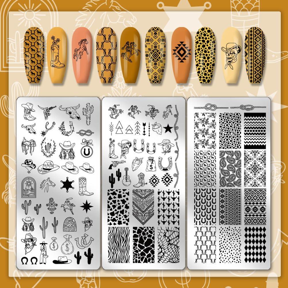 Kit de Placas de Estampado de Uñas PH PandaHall - 3 Piezas 88 Patrones